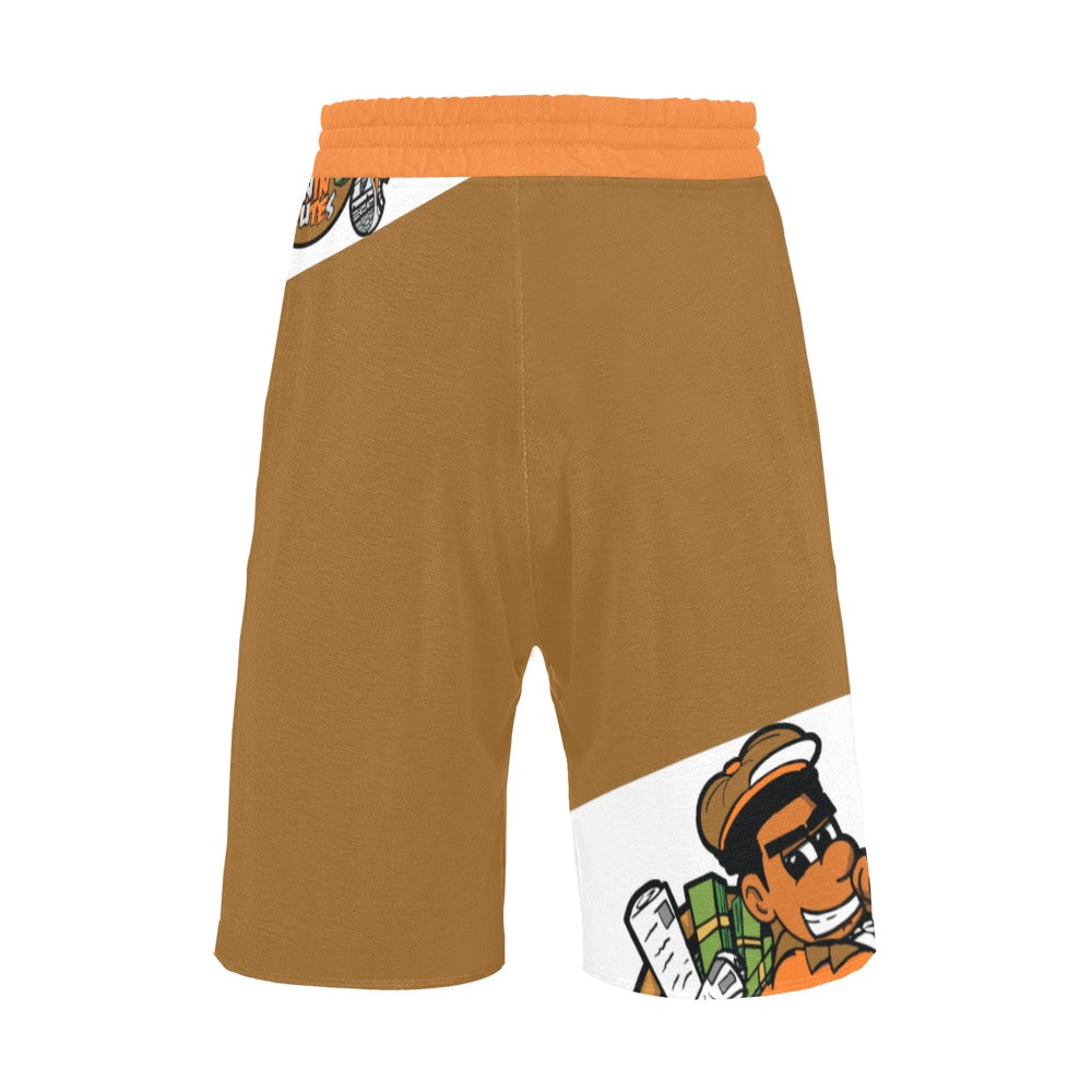 BROWN ORANGE Men's All Over Print Casual Shorts