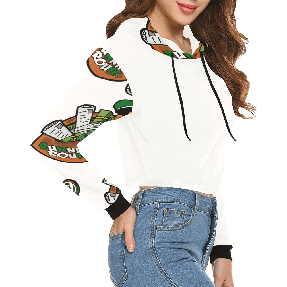 army All Over Print Crop Hoodie for Women