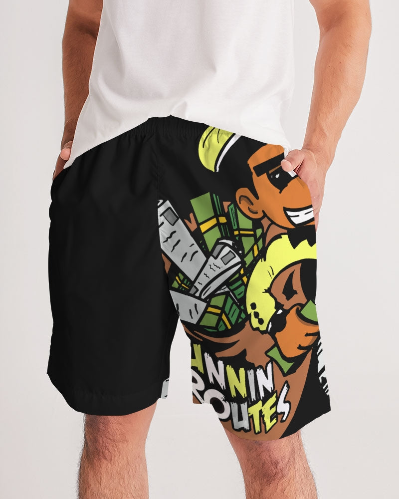 Black & Yellow Men's Jogger Shorts